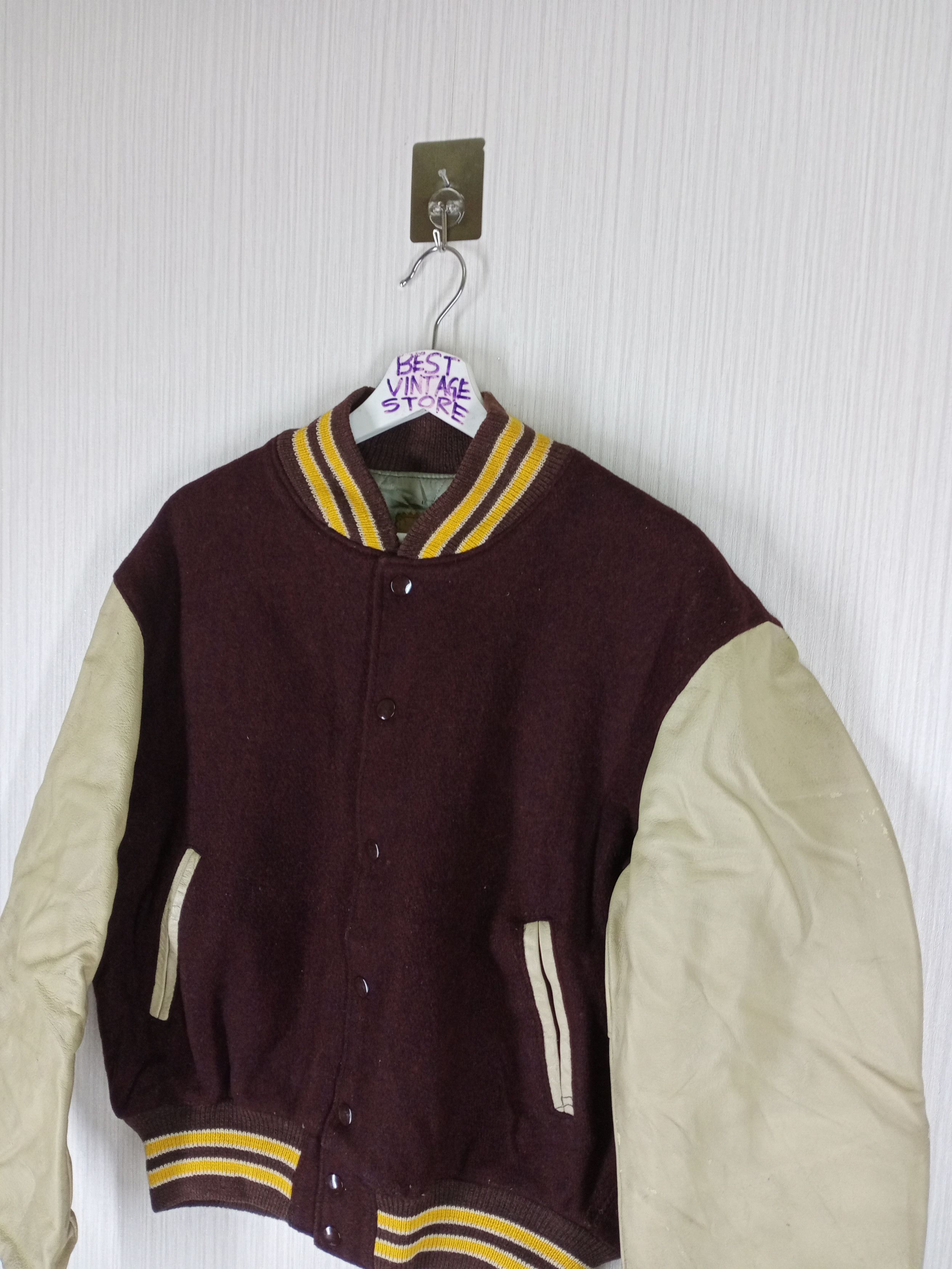 Golden Bear Vintage 90s Golden bear varsity jacket LEATHER + WOOL Size US M / EU 48-50 / 2 - 3 Thumbnail