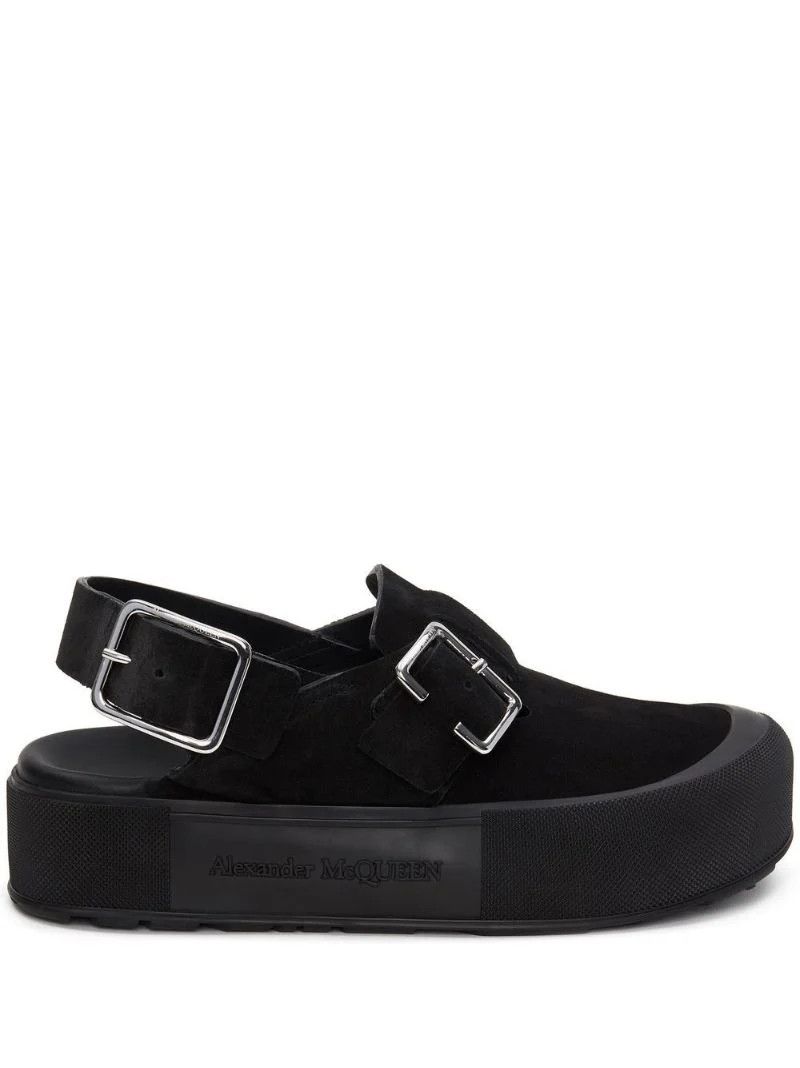 Black Mount Slick Suede Sandals