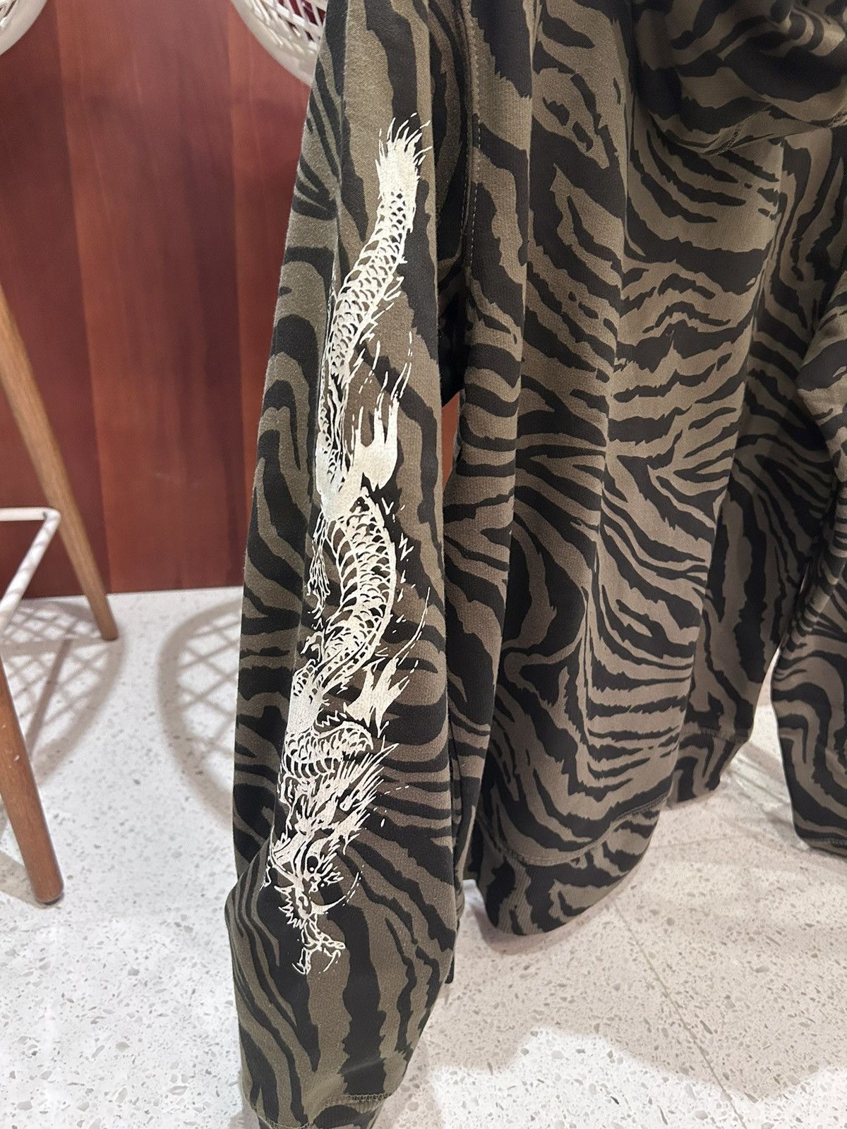 Ed Hardy Dragon Camo Zebra Graphic Pullover Hoodie