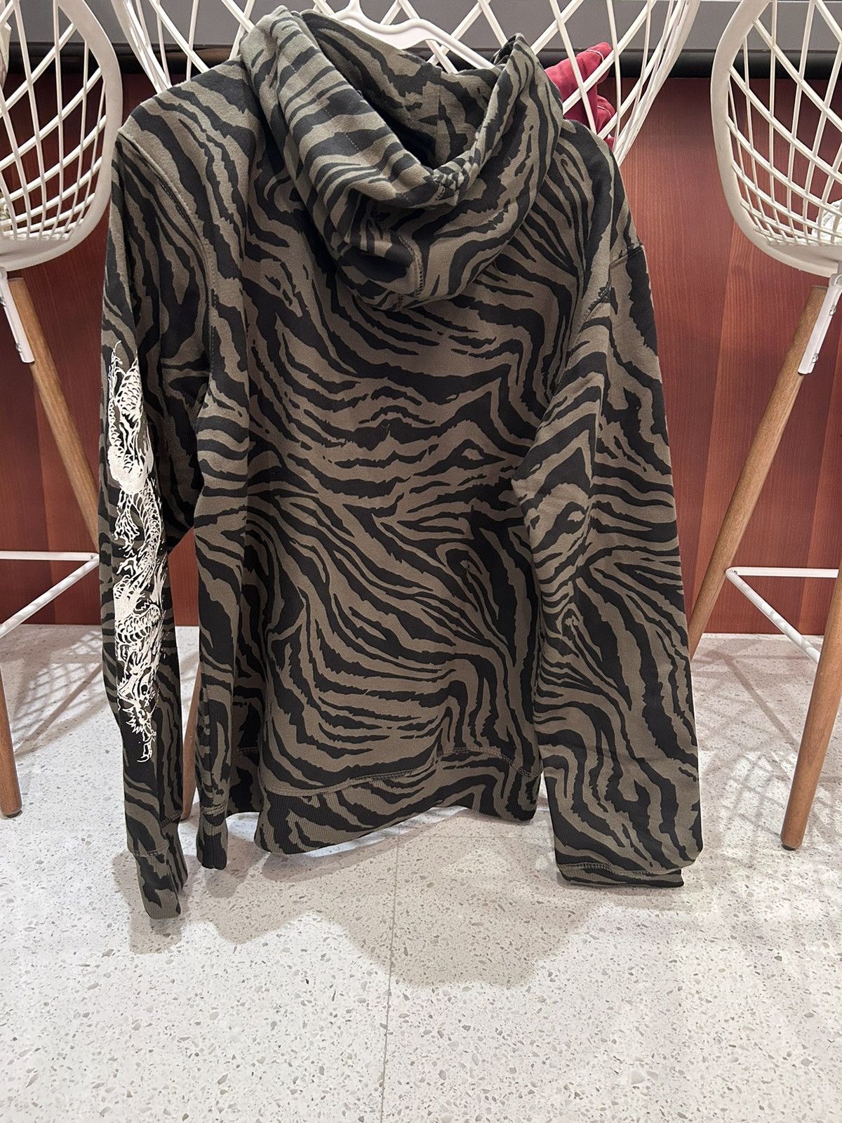 Ed Hardy Dragon Camo Zebra Graphic Pullover Hoodie