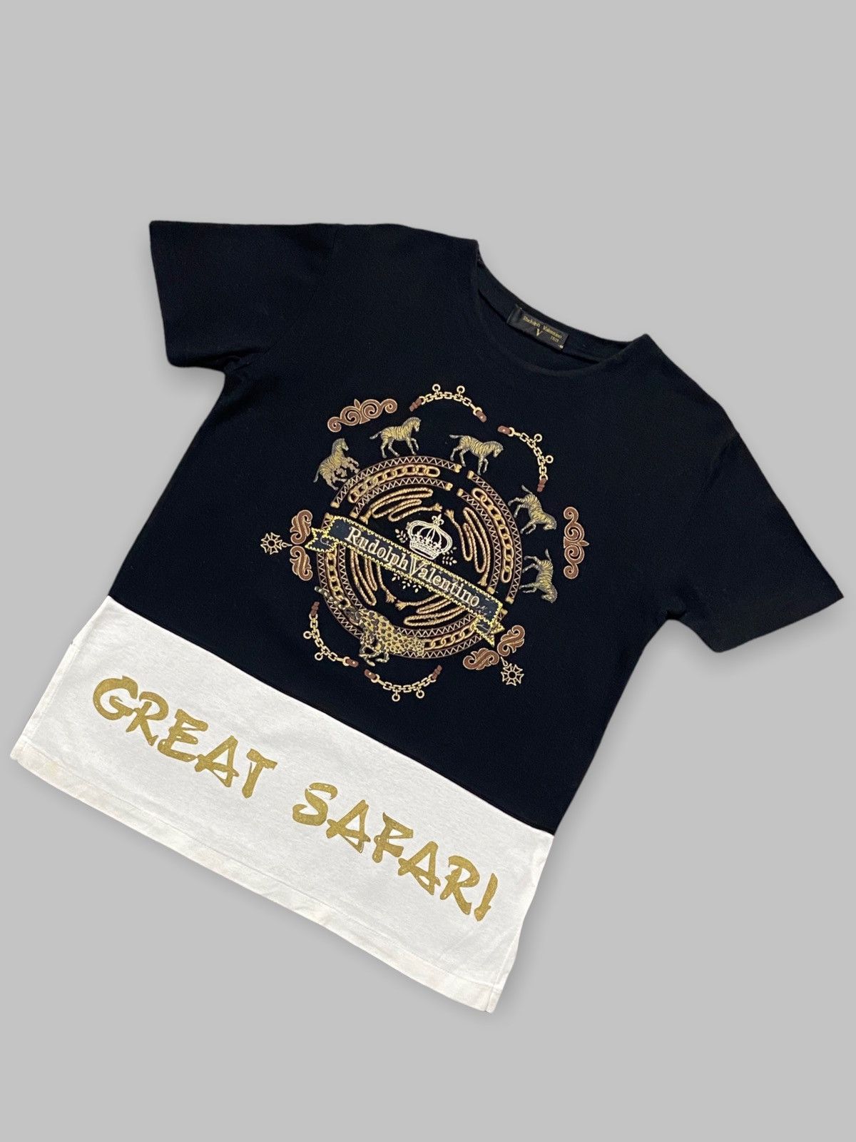 Vintage Rudolph Valentino Great Safari Embroidery Tshirt