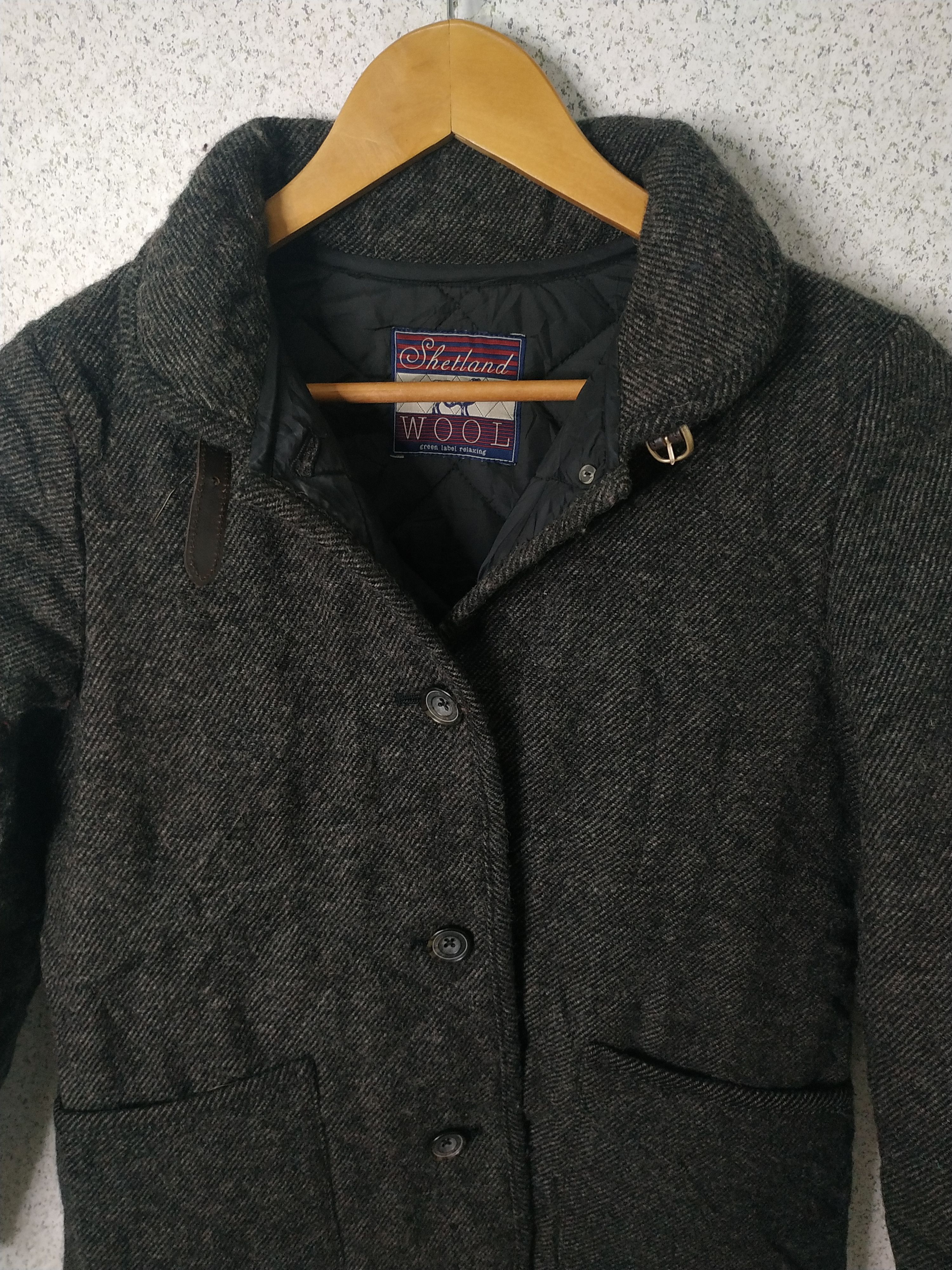 Japanese Brand Shetland Wool Quilted Shawl Collar Jacket Size US S / EU 44-46 / 1 - 4 Thumbnail