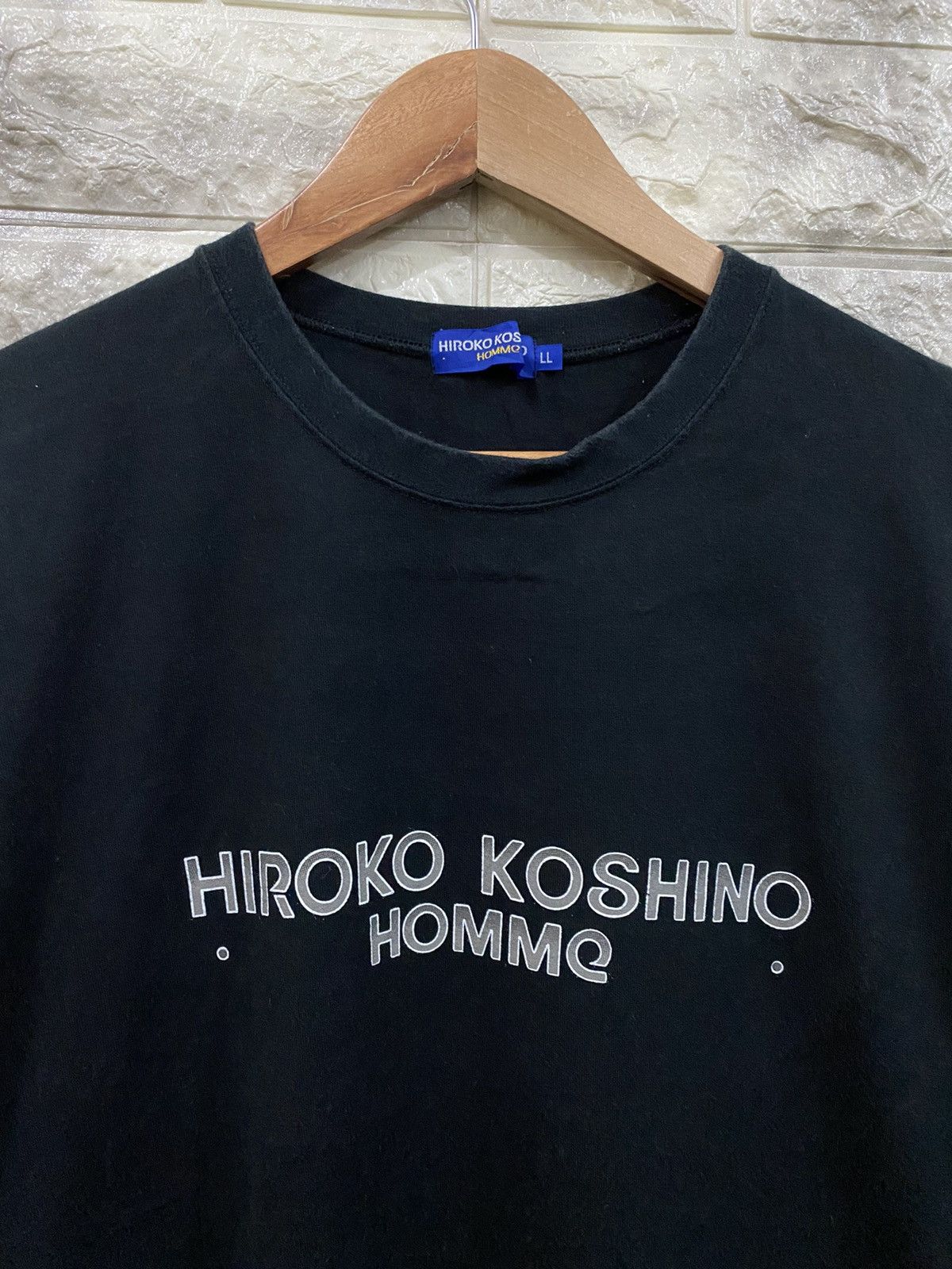 Hiroko Koshino Homme × Vintage Hiroko Koshino Homme Big Logo Black T Shirts Size US L / EU 52-54 / 3 - 3 Thumbnail