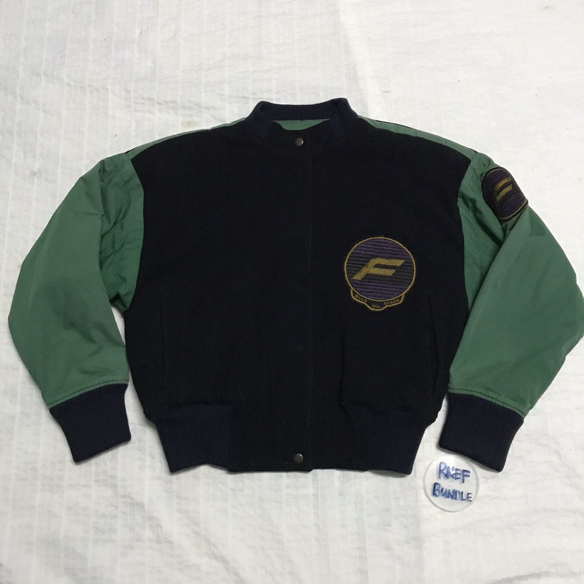 Japanese Brand Flint lock blue grass F logo varsity jacket Size US S / EU 44-46 / 1 - 14 Thumbnail