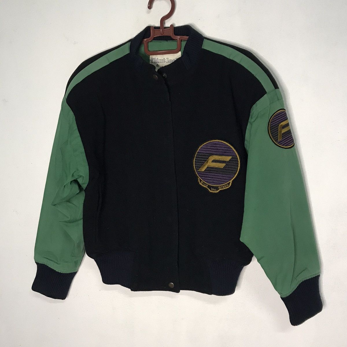 Japanese Brand Flint lock blue grass F logo varsity jacket Size US S / EU 44-46 / 1 - 4 Thumbnail