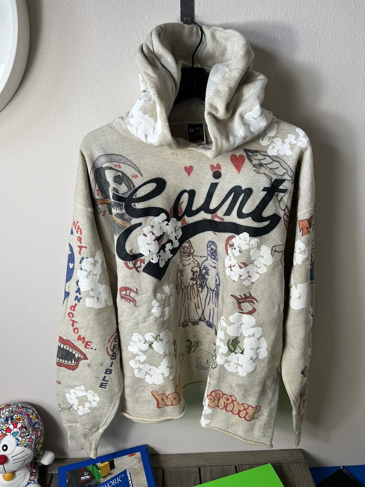 Saint Michael Denim Tears Cotton Wreath Graffiti Hoodie
