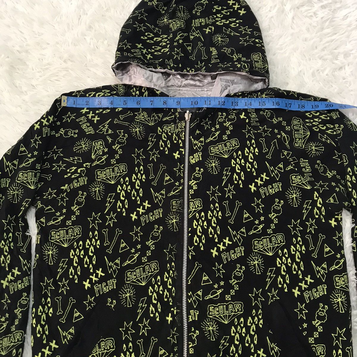Japanese Brand SCOLAR OVERPRINT SWEATSHIRT REVERSIBLE ZIPPER HOODIE Size US S / EU 44-46 / 1 - 8 Thumbnail