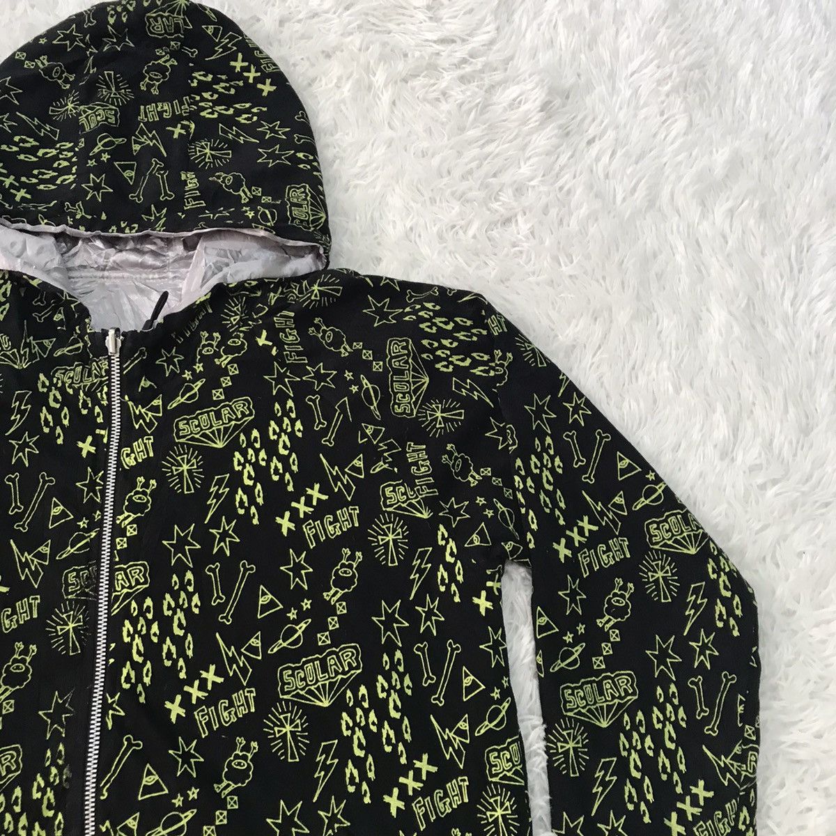 Japanese Brand SCOLAR OVERPRINT SWEATSHIRT REVERSIBLE ZIPPER HOODIE Size US S / EU 44-46 / 1 - 5 Thumbnail