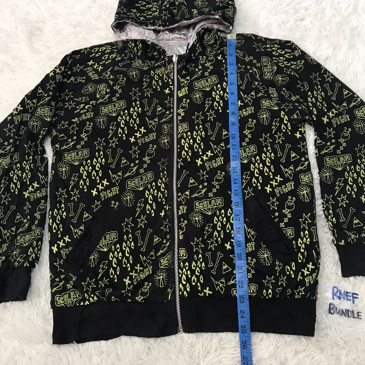 Japanese Brand SCOLAR OVERPRINT SWEATSHIRT REVERSIBLE ZIPPER HOODIE Size US S / EU 44-46 / 1 - 9 Thumbnail