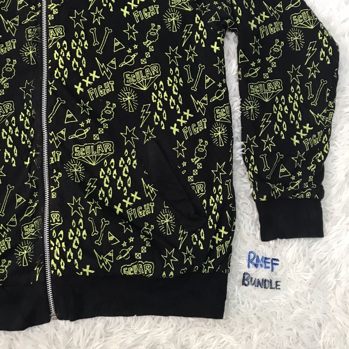 Japanese Brand SCOLAR OVERPRINT SWEATSHIRT REVERSIBLE ZIPPER HOODIE Size US S / EU 44-46 / 1 - 6 Thumbnail