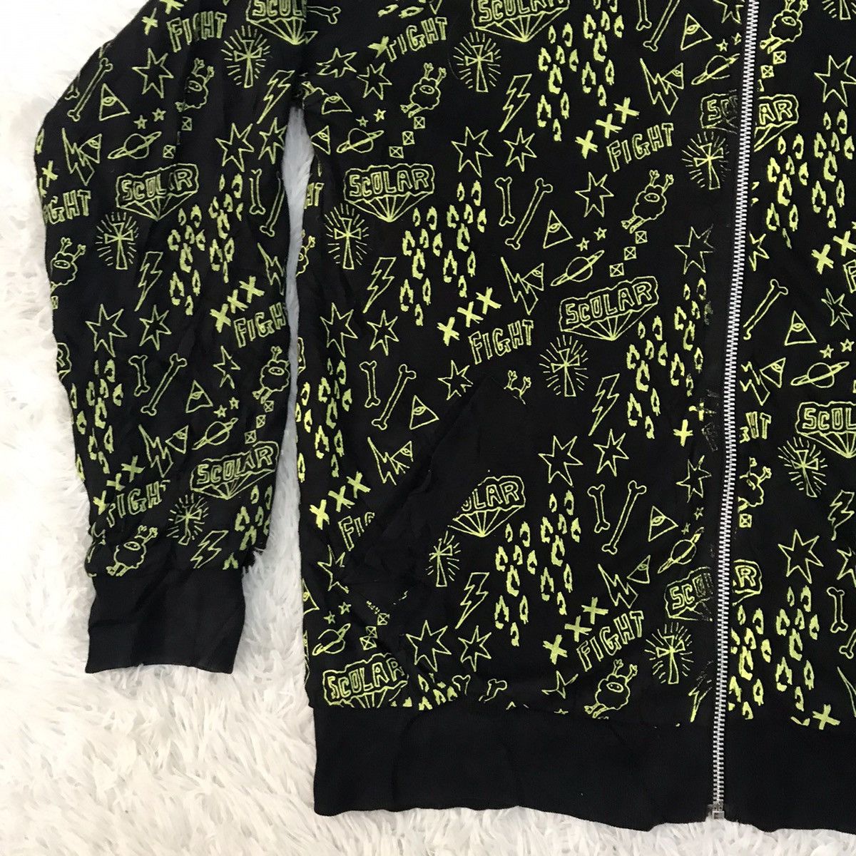 Japanese Brand SCOLAR OVERPRINT SWEATSHIRT REVERSIBLE ZIPPER HOODIE Size US S / EU 44-46 / 1 - 4 Thumbnail