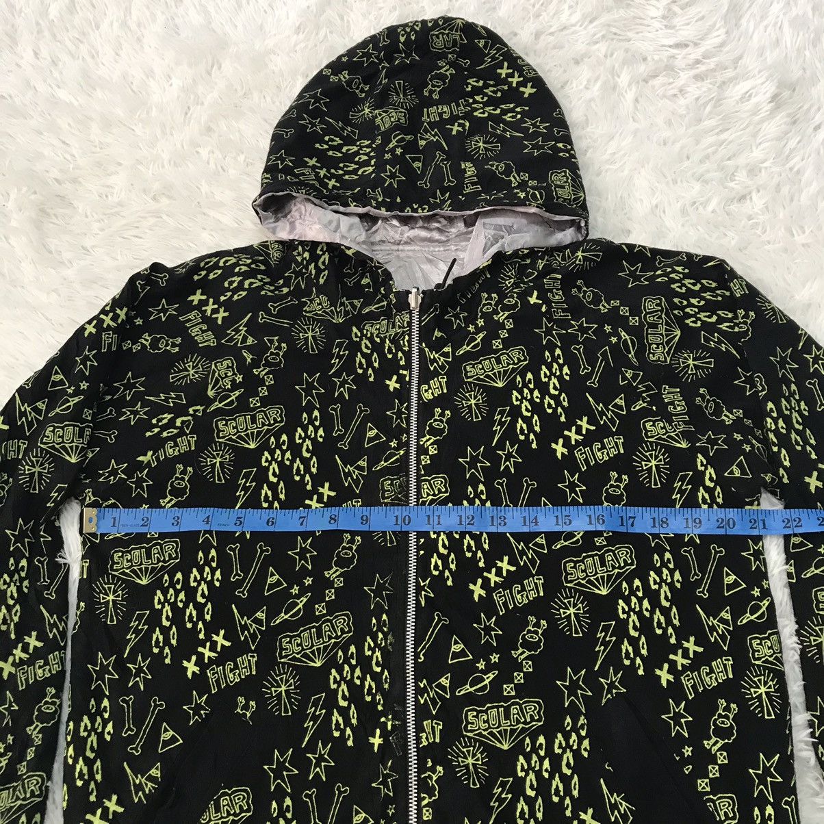 Japanese Brand SCOLAR OVERPRINT SWEATSHIRT REVERSIBLE ZIPPER HOODIE Size US S / EU 44-46 / 1 - 7 Thumbnail