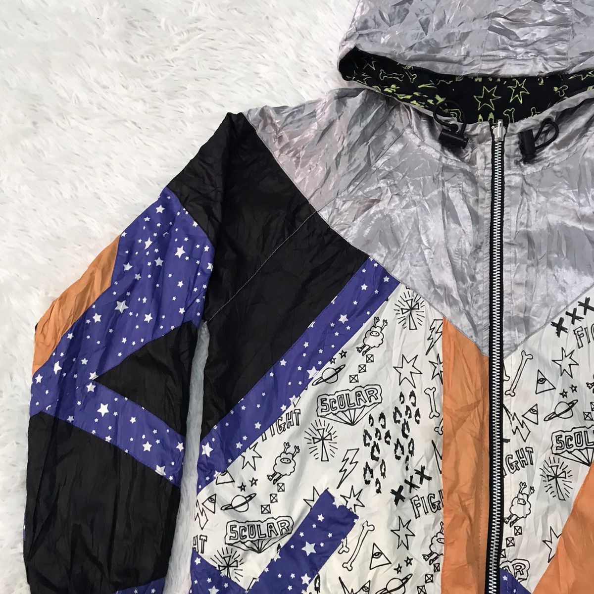 Japanese Brand SCOLAR OVERPRINT SWEATSHIRT REVERSIBLE ZIPPER HOODIE Size US S / EU 44-46 / 1 - 16 Thumbnail