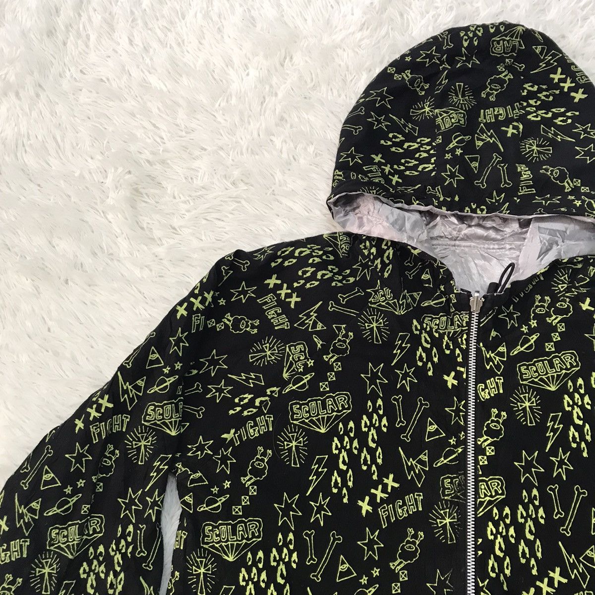 Japanese Brand SCOLAR OVERPRINT SWEATSHIRT REVERSIBLE ZIPPER HOODIE Size US S / EU 44-46 / 1 - 3 Thumbnail