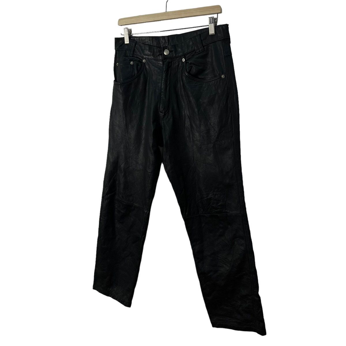 Japanese Brand VINTAGE PACHA JAPAN PARACHUTE LEATHER PANTS RACING WEAR Size US 32 / EU 48 - 4 Thumbnail