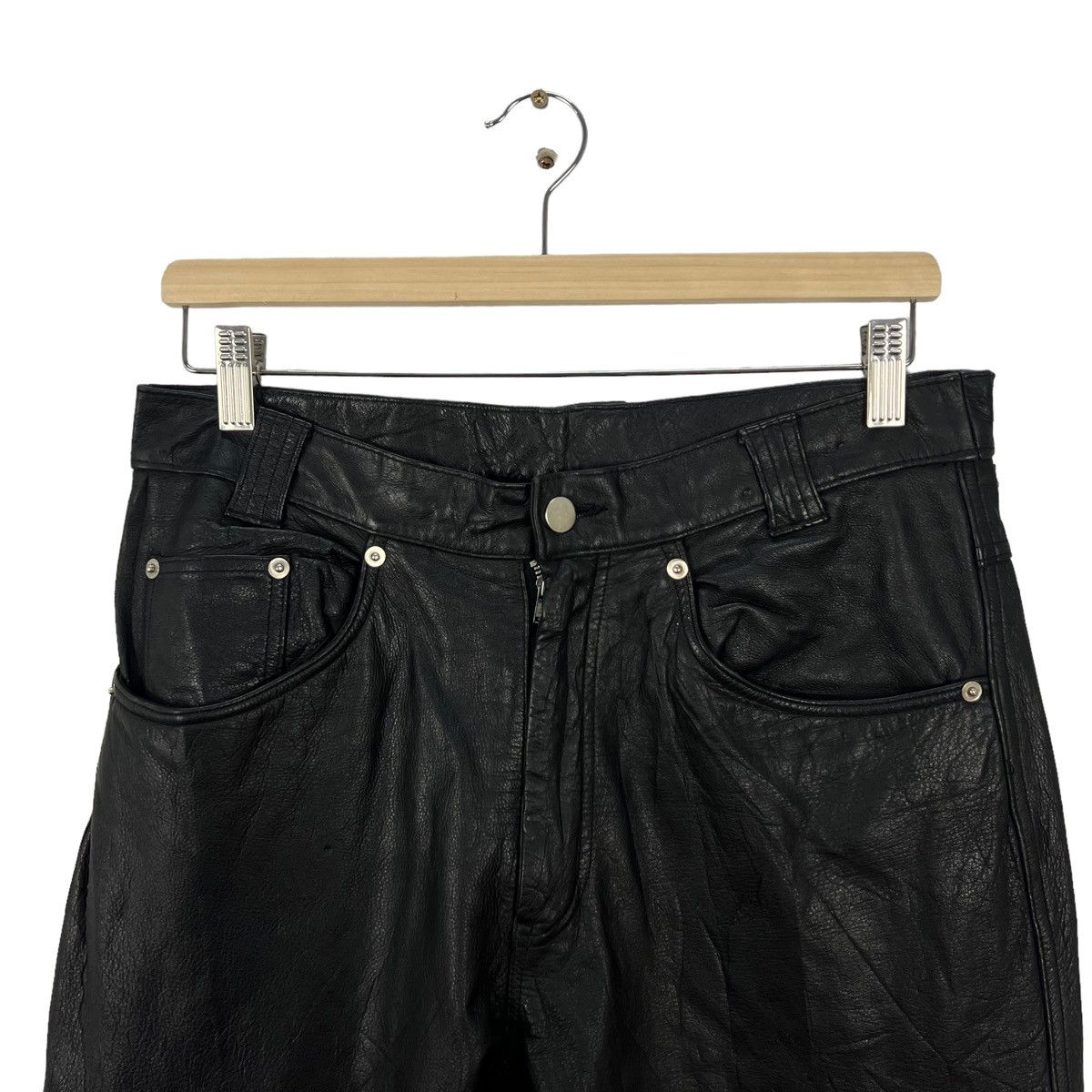 Japanese Brand VINTAGE PACHA JAPAN PARACHUTE LEATHER PANTS RACING WEAR Size US 32 / EU 48 - 7 Thumbnail