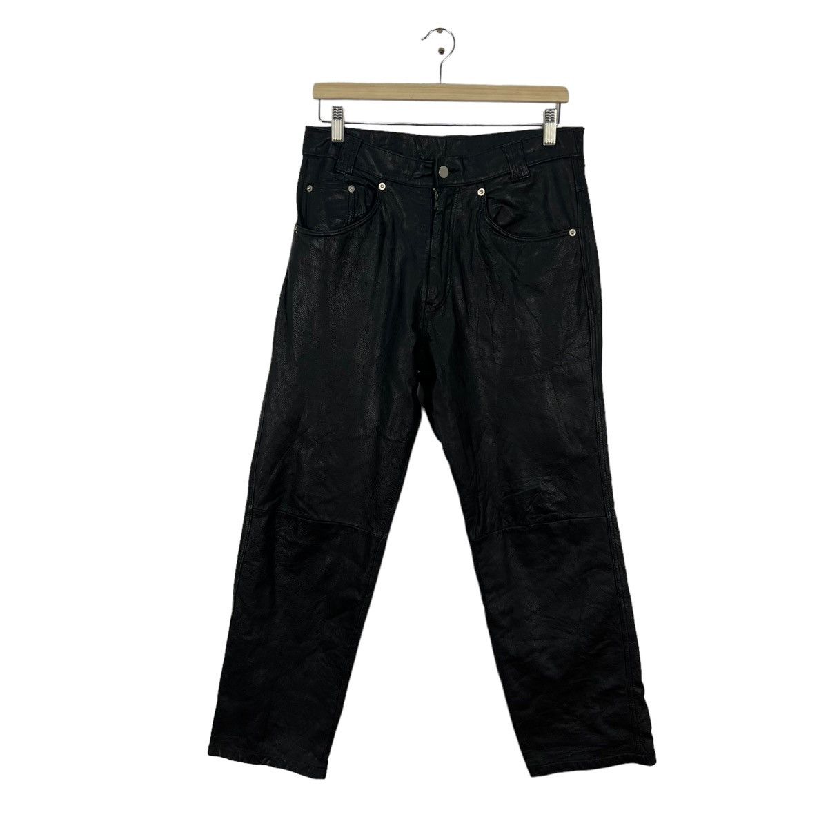 Japanese Brand VINTAGE PACHA JAPAN PARACHUTE LEATHER PANTS RACING WEAR Size US 32 / EU 48 - 1 Thumbnail