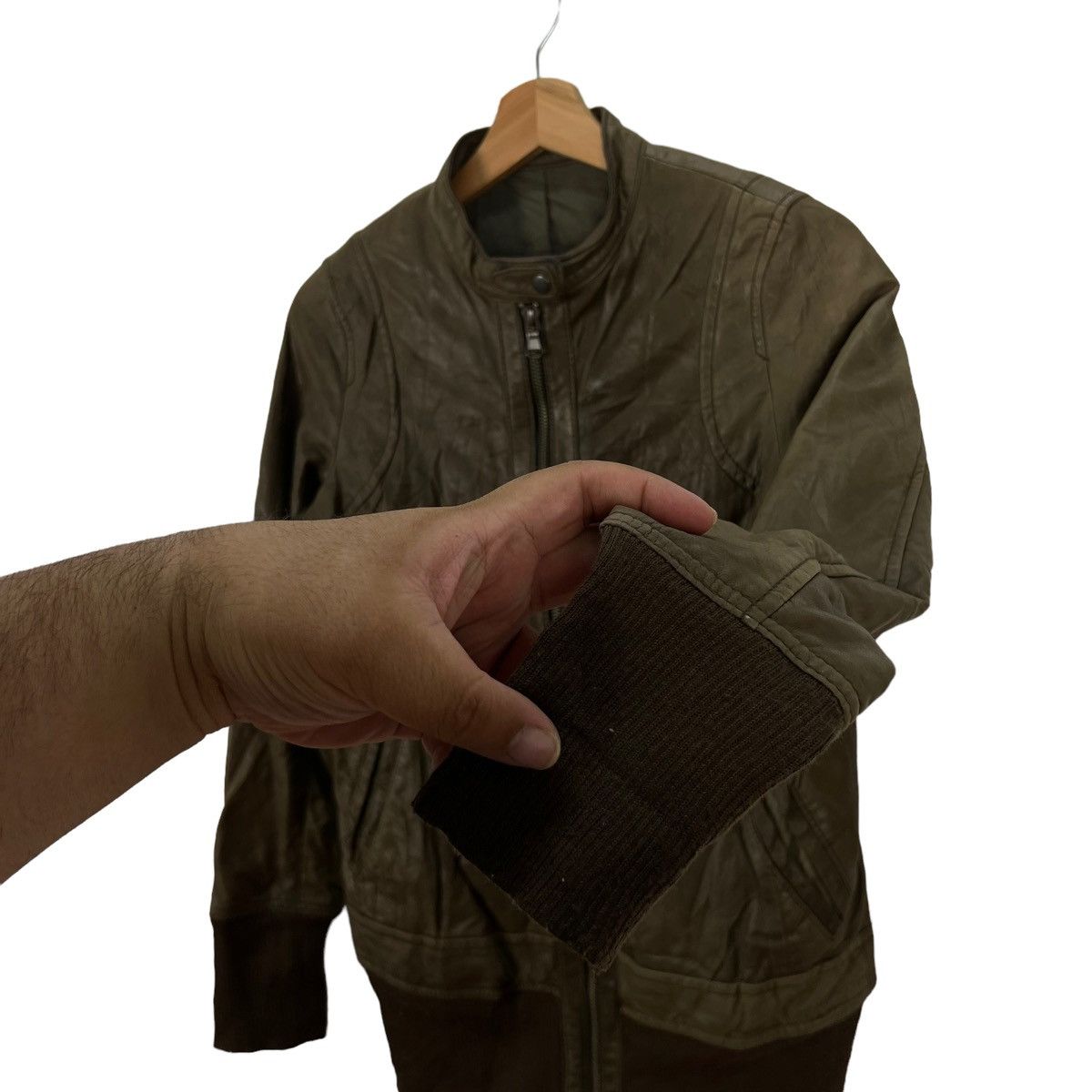 Japanese Brand VINTAGE JOHN WAD JAPAN ZIPPER LEATHER SURVIVAL JACKET Size US M / EU 48-50 / 2 - 6 Thumbnail