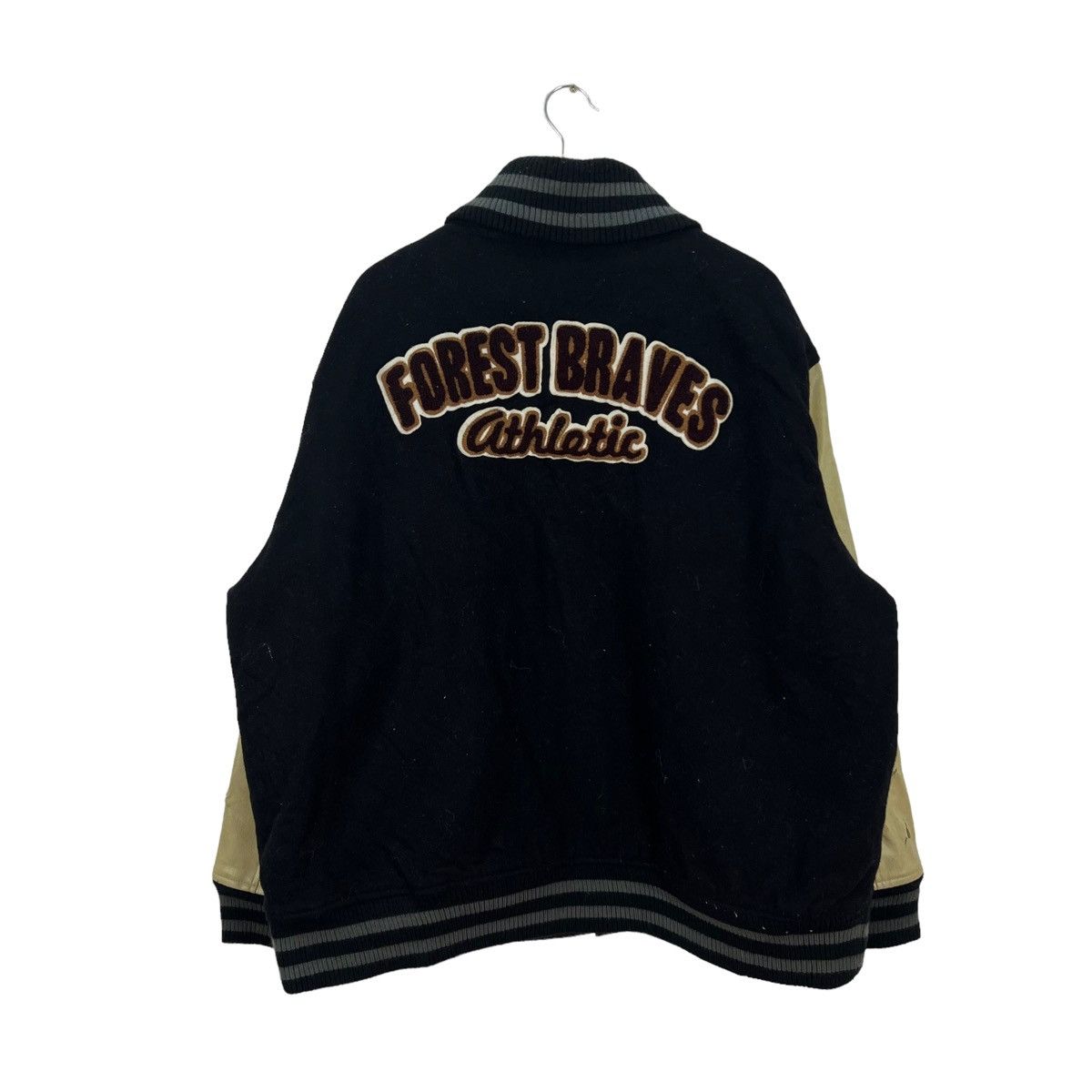 Japanese Brand VINTAGE VARSITY JACKET DILCAKE JAPAN LEATHER HANDLING USED Size US XXL / EU 58 / 5 - 2 Thumbnail
