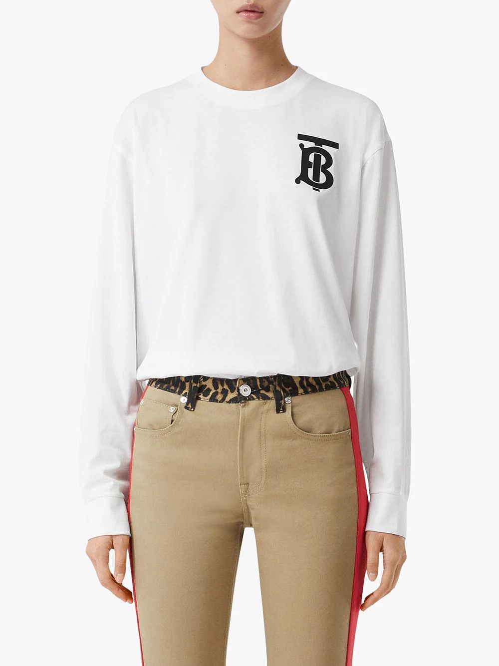 Burberry BURBERRY white TB logo monogram long sleeve t-shirt Medium Size M / US 6-8 / IT 42-44 - 1 Thumbnail