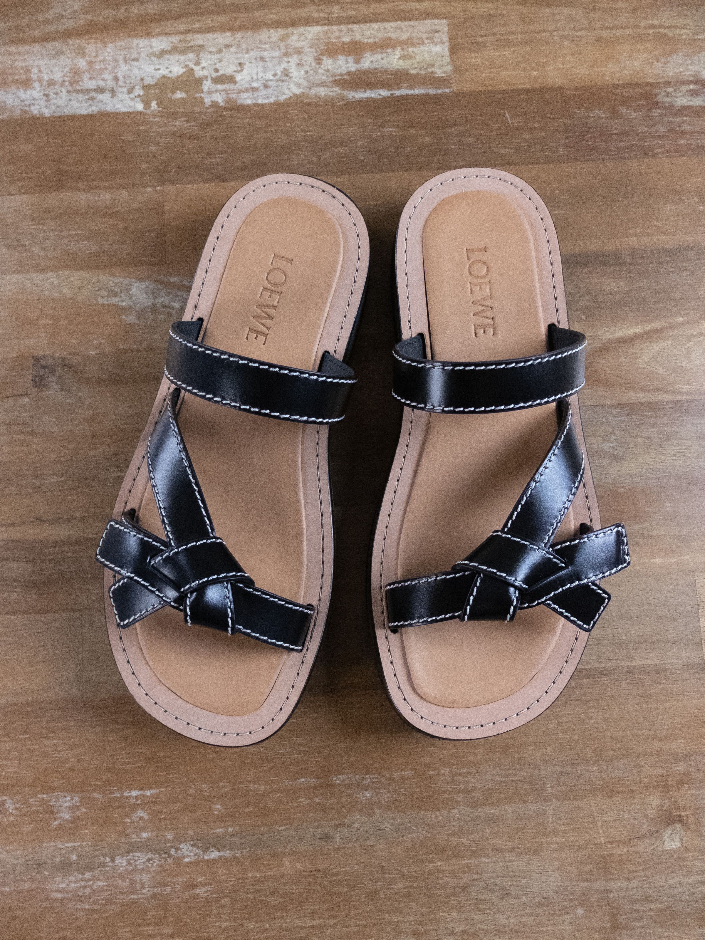 Loewe LOEWE Gate bow black leather platform slides sandals 11 41 Grailed