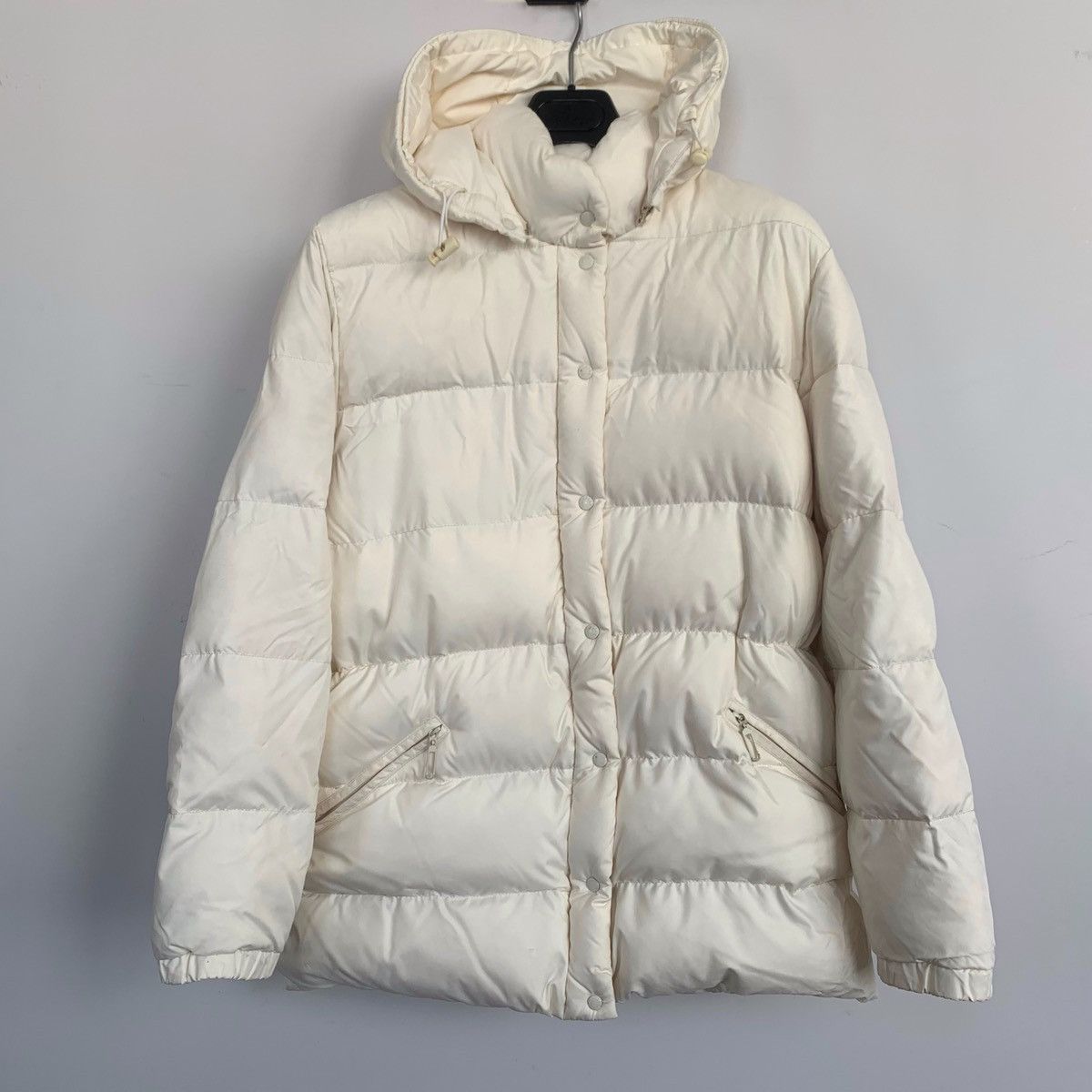 image of Moncler Down Jacket Coat Hooded Vintage Milky 90's in Milky White, Women's (Size Medium)