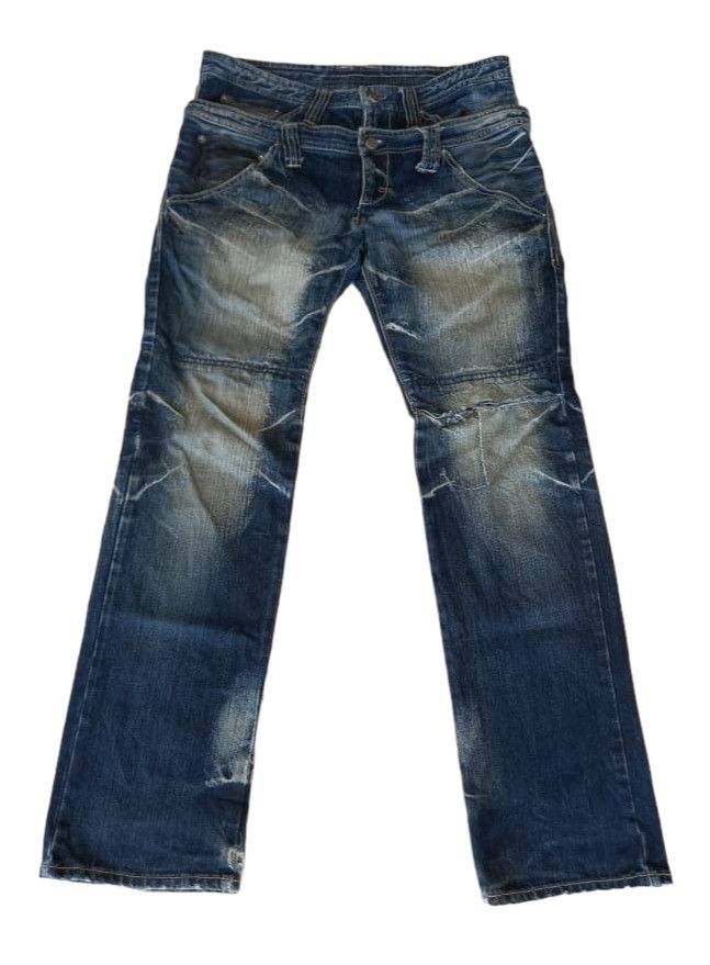 PPFM Ppfm Double Waist Distressed Faded Denim Size US 33 - 1 Thumbnail