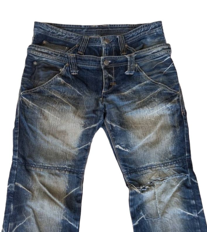 PPFM Ppfm Double Waist Distressed Faded Denim Size US 33 - 3 Thumbnail