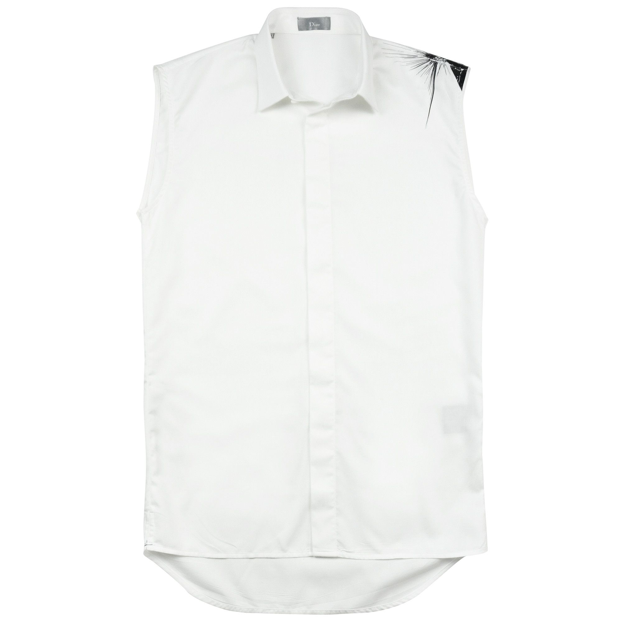 image of Dior Homme Ss04 "strip" White Sleeveless Shirt, Men's (Size Medium)