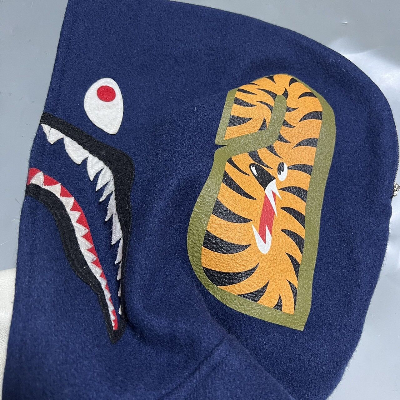 Bape BAPE shark versity jacket Navy/White Size US S / EU 44-46 / 1 - 4 Thumbnail