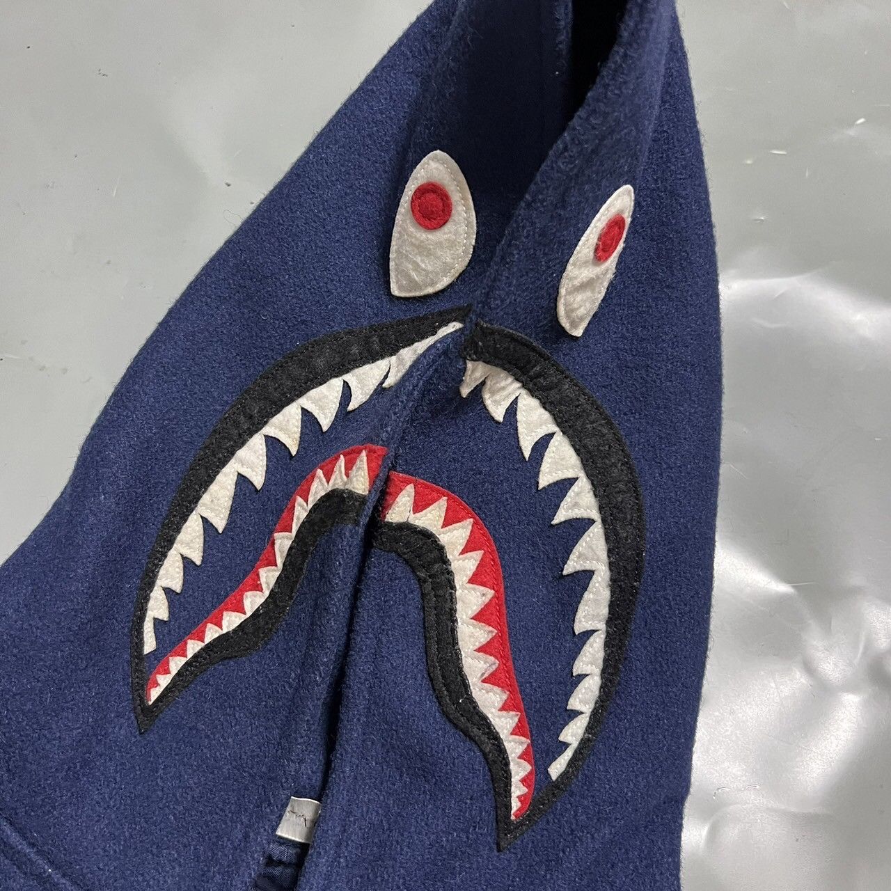 Bape BAPE shark versity jacket Navy/White Size US S / EU 44-46 / 1 - 3 Thumbnail