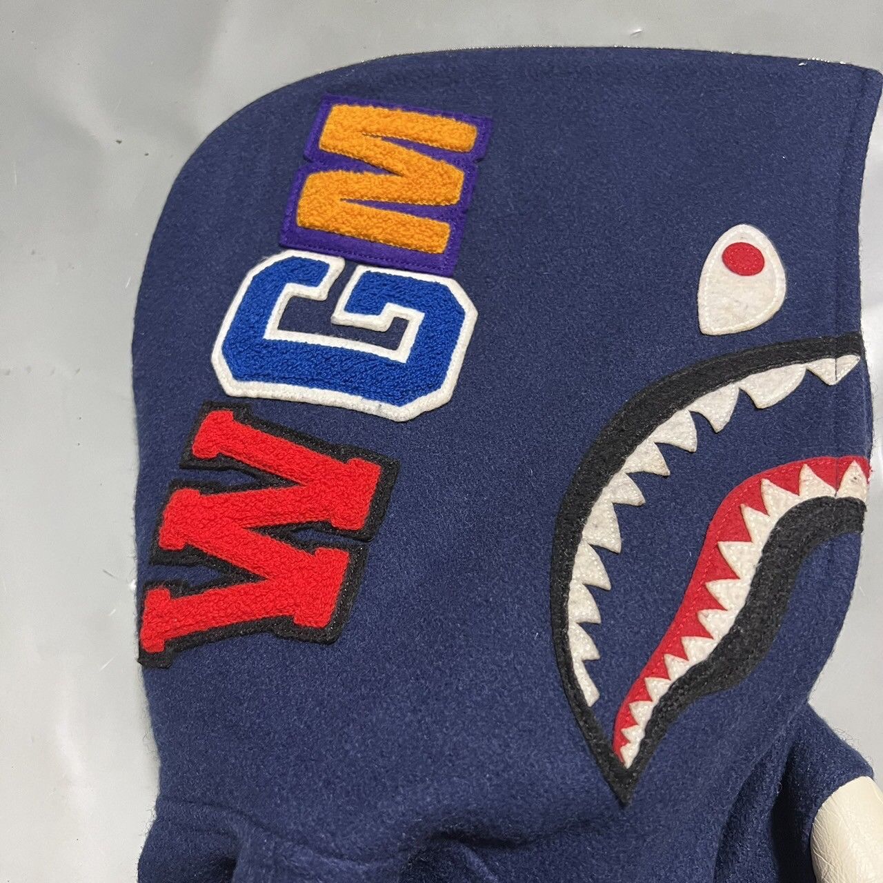 Bape BAPE shark versity jacket Navy/White Size US S / EU 44-46 / 1 - 5 Thumbnail