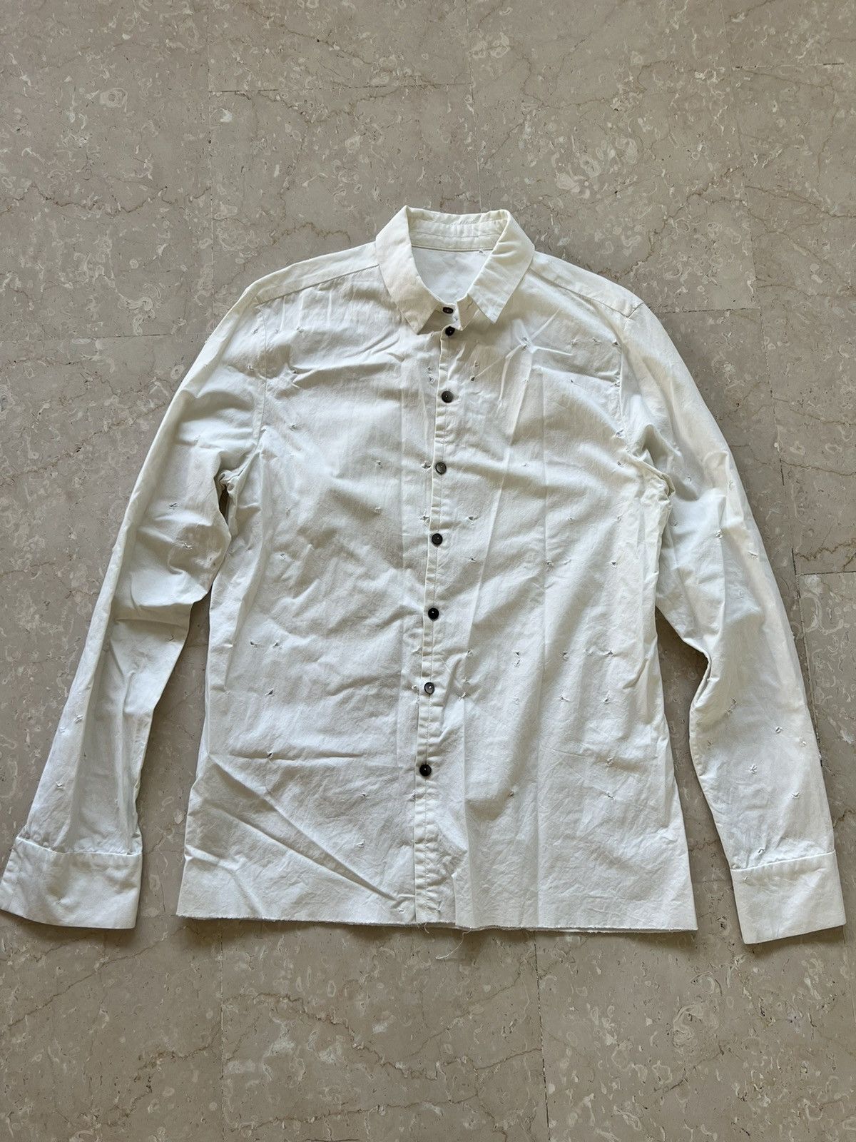 image of Label Under Construction Laser Cut Shirt in White, Men's (Size Medium)