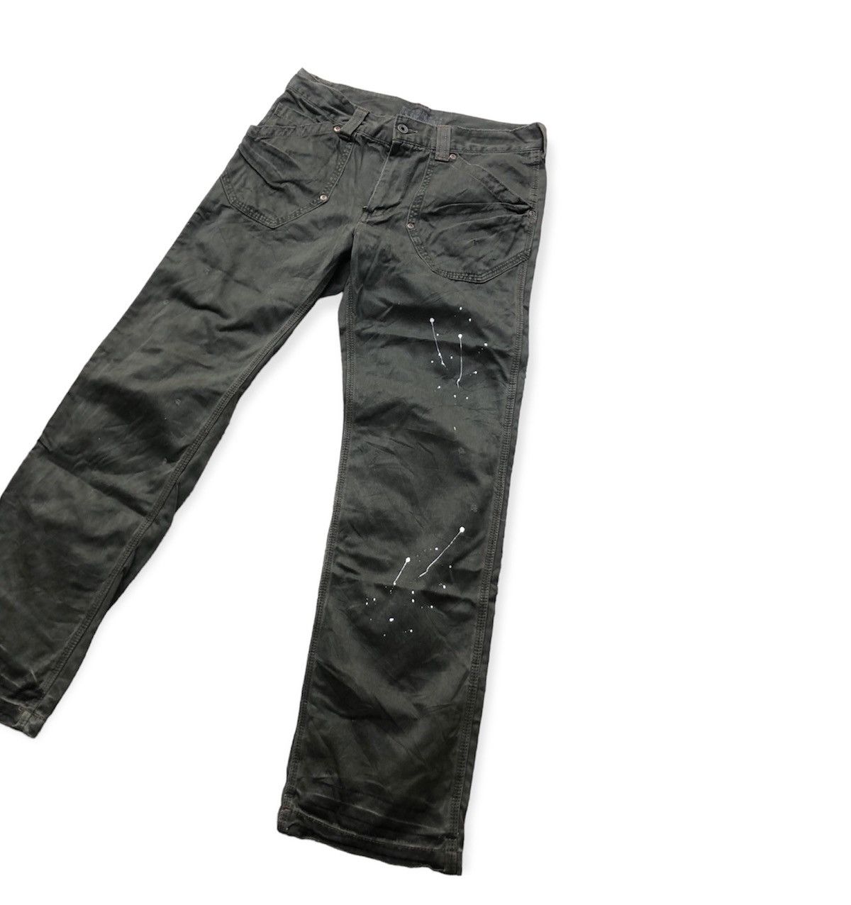 image of Vintage Edwin Khaki Tactical Painter Jeans Olive Green in Army Green, Men's (Size 34)