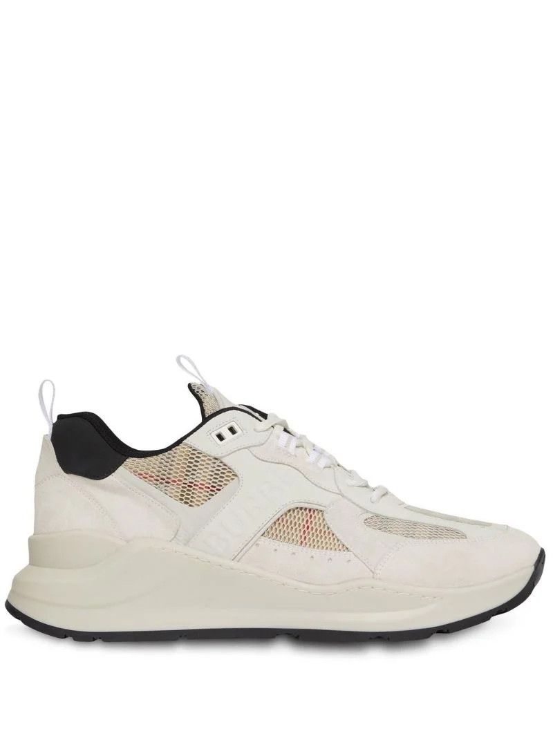 Neutral Vintage Check Mesh Sneakers