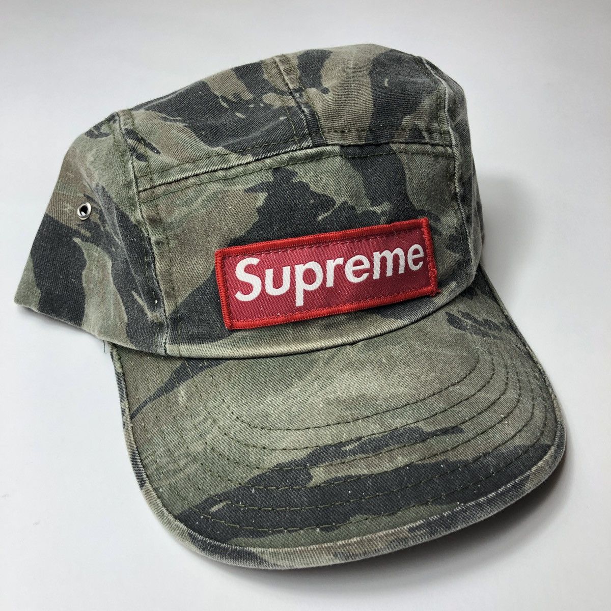 Supreme Washed Out Camo Camp Cap Woodland Camo