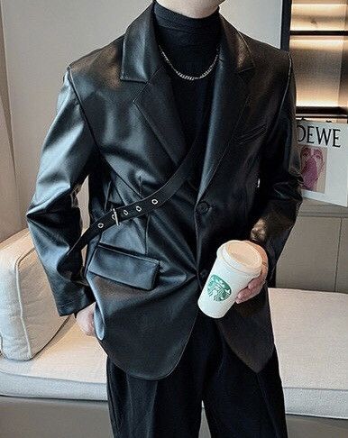 Designer × Vintage Rare retro punk faux leather blazer jacket Size US M / EU 48-50 / 2 - 3 Thumbnail