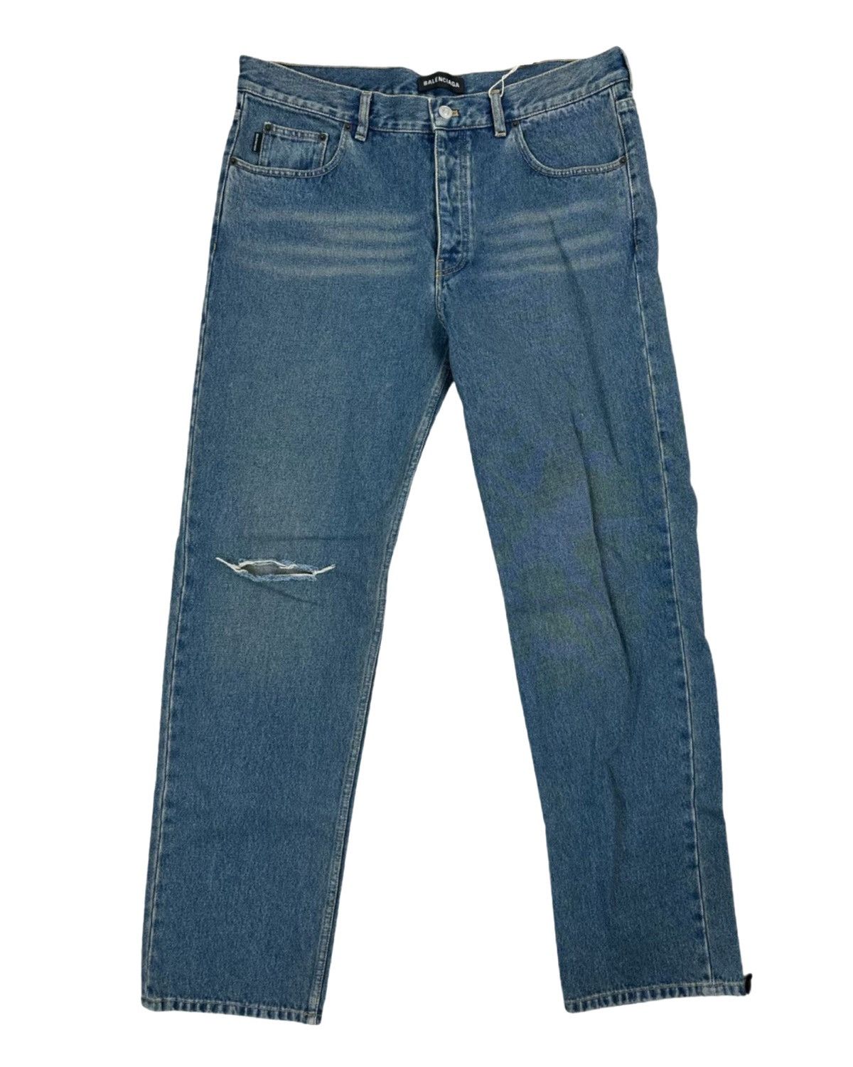 image of Ss18 Balenciaga Distressed Denim in Blue, Men's (Size 35)