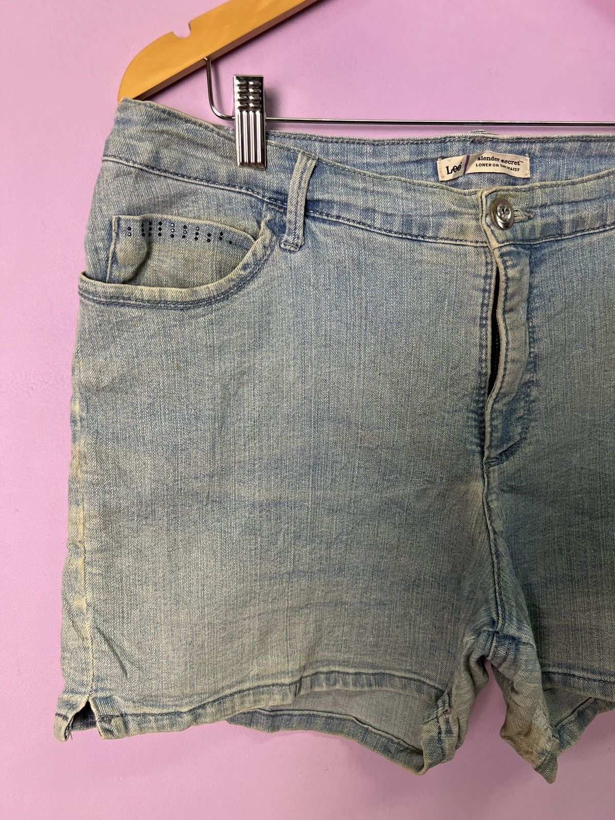 Lee 🔥Vintage Distressed Lee Slender Secret Short Denim Size 34" / US 12 / IT 48 - 3 Thumbnail