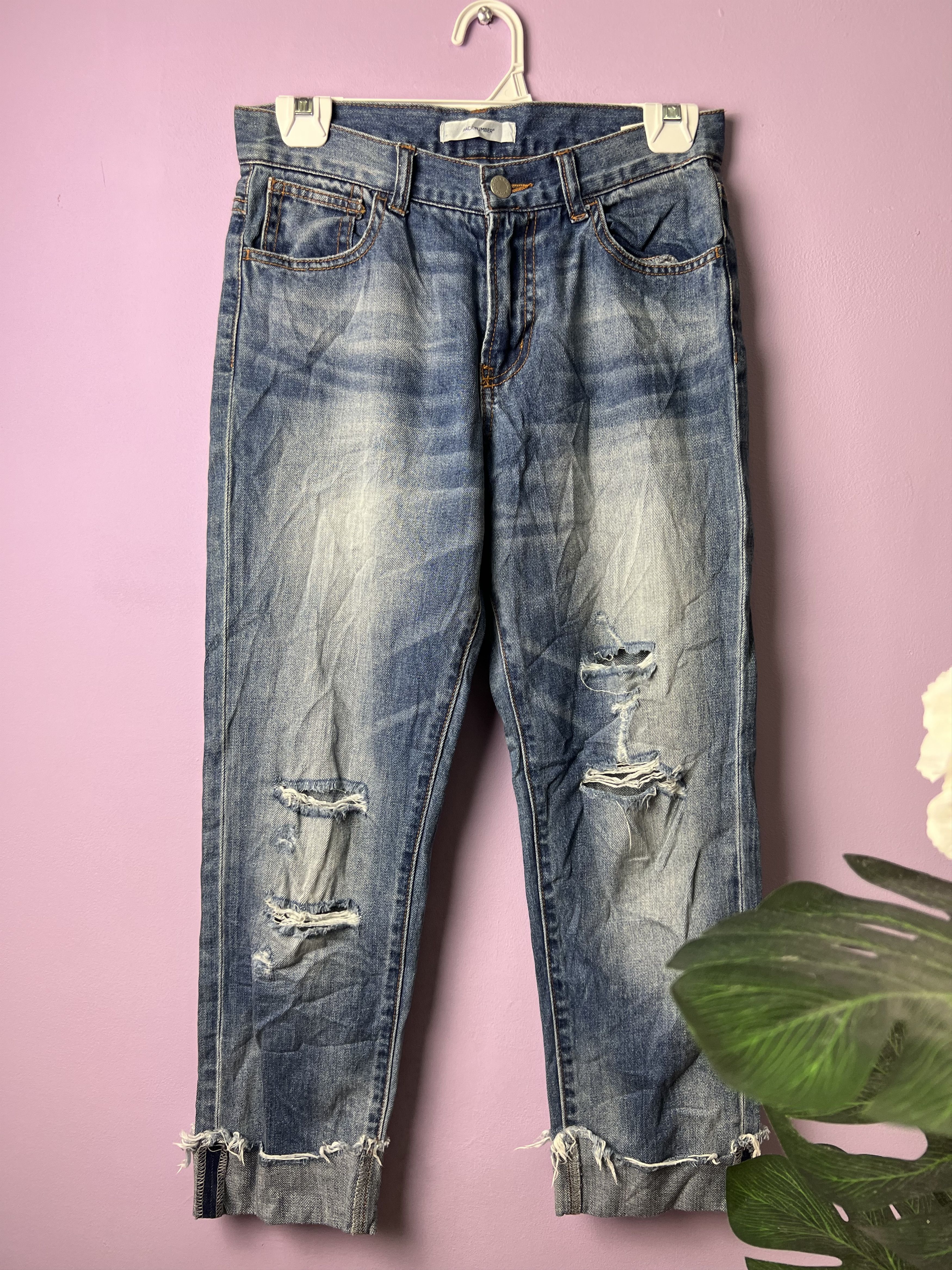 Japanese Brand 🔥Cropped Back Number Distressed Denim Size US 28 / EU 44 - 2 Thumbnail