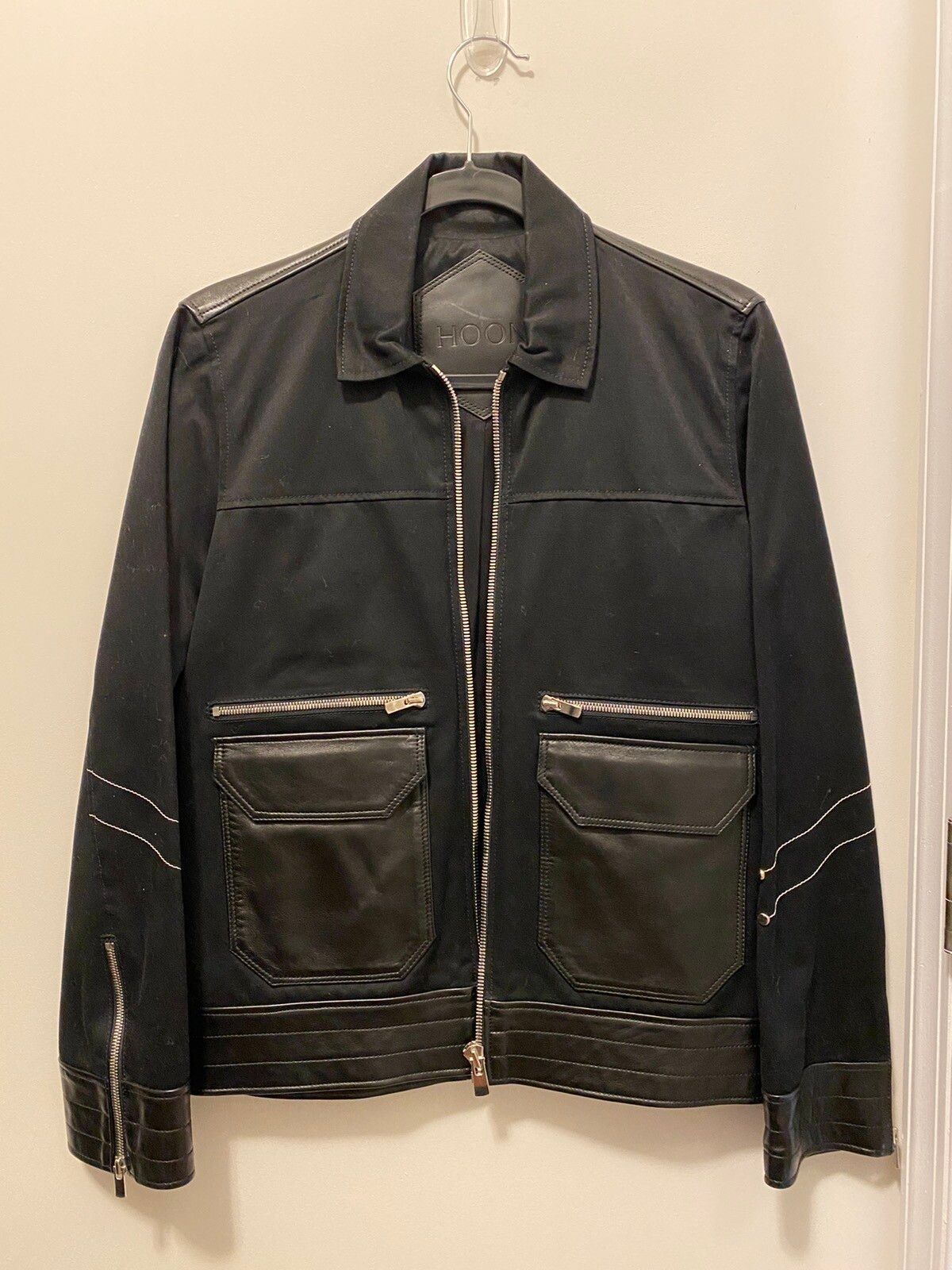 Pre-owned Hood By Air Hoon Cotton&leather Jacket - Sz. 46/s In Black