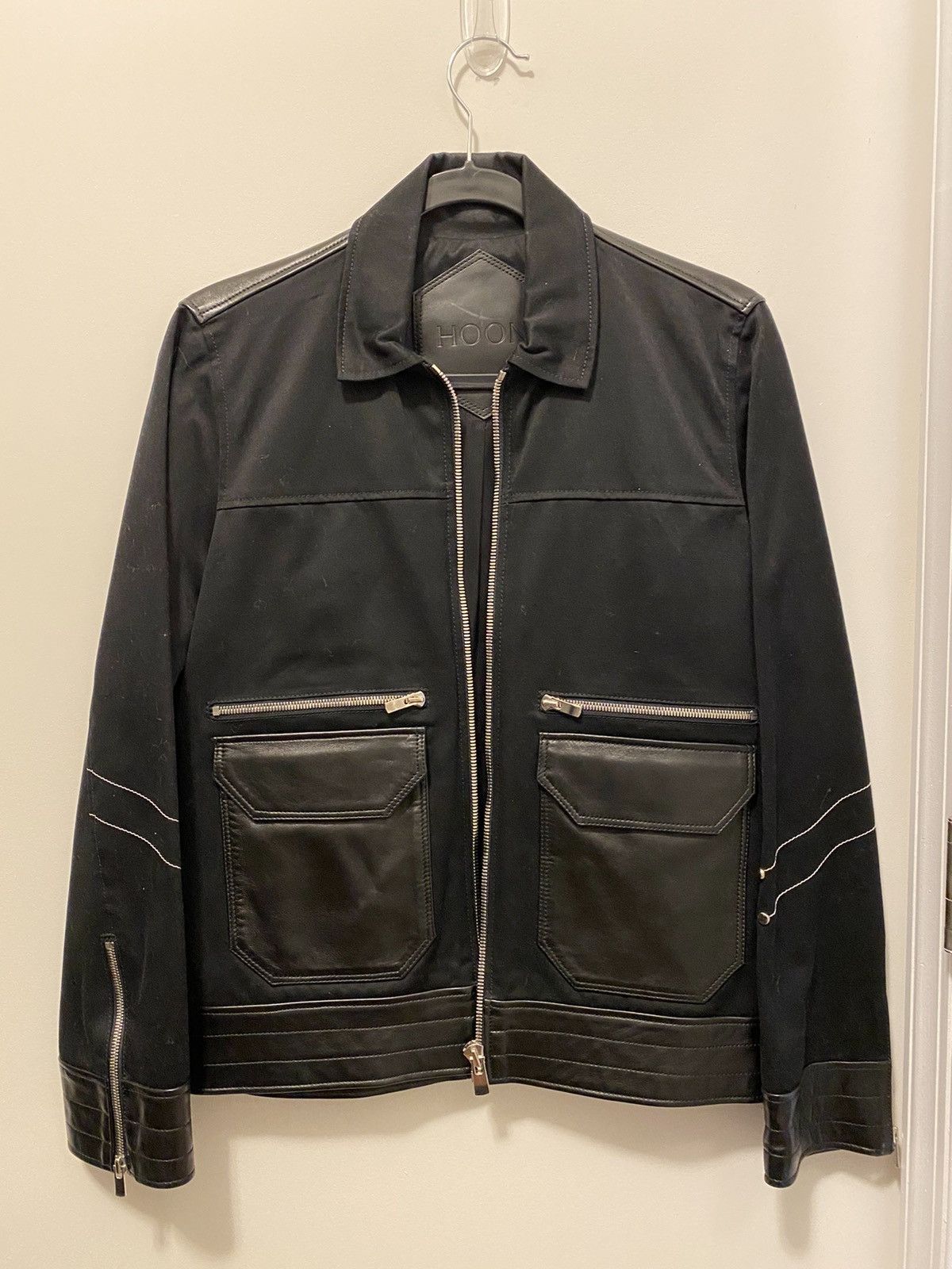 image of Hood By Air Hoon Cotton&leather Jacket - Sz. 46/s in Black, Men's (Size Small)