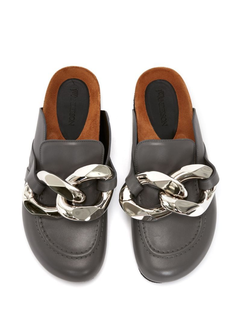 Grey Leather Loafers