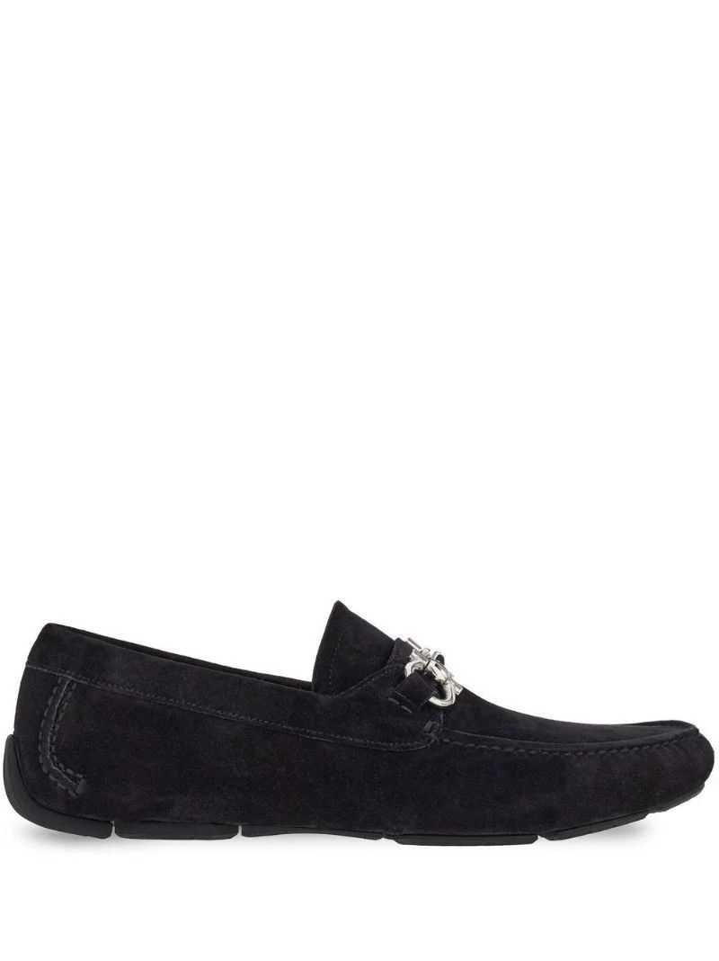 Black Gancini Suede Loafers