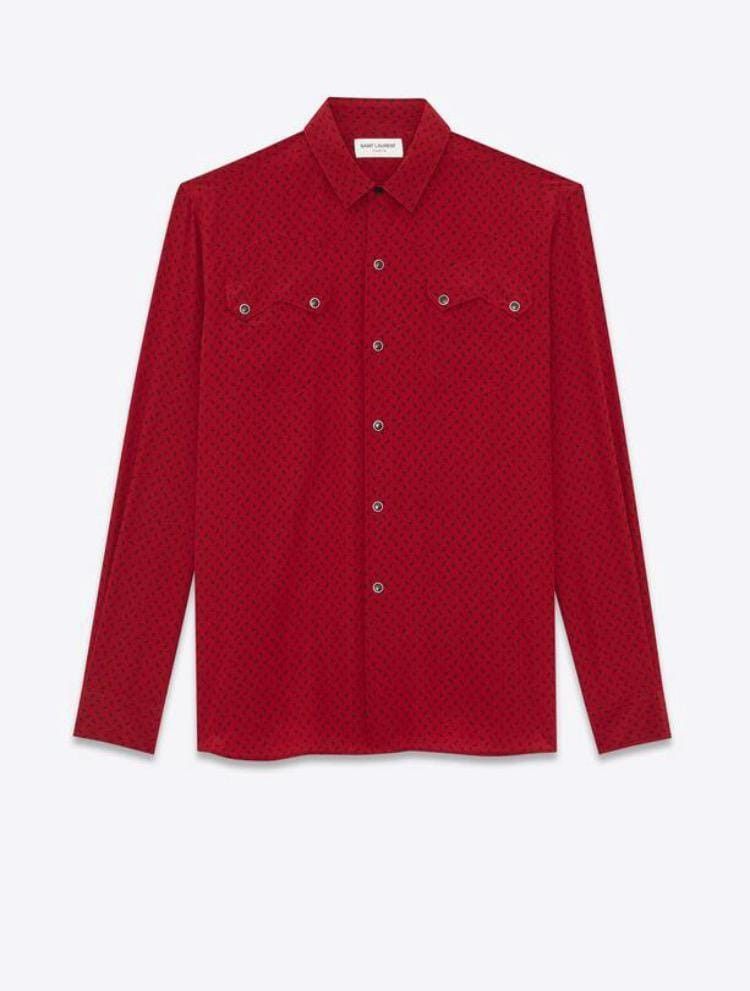 Saint Laurent Paris Flat Pocket Silk Shirt with Trait Triangle Print Size US XL / EU 56 / 4 - 1 Preview