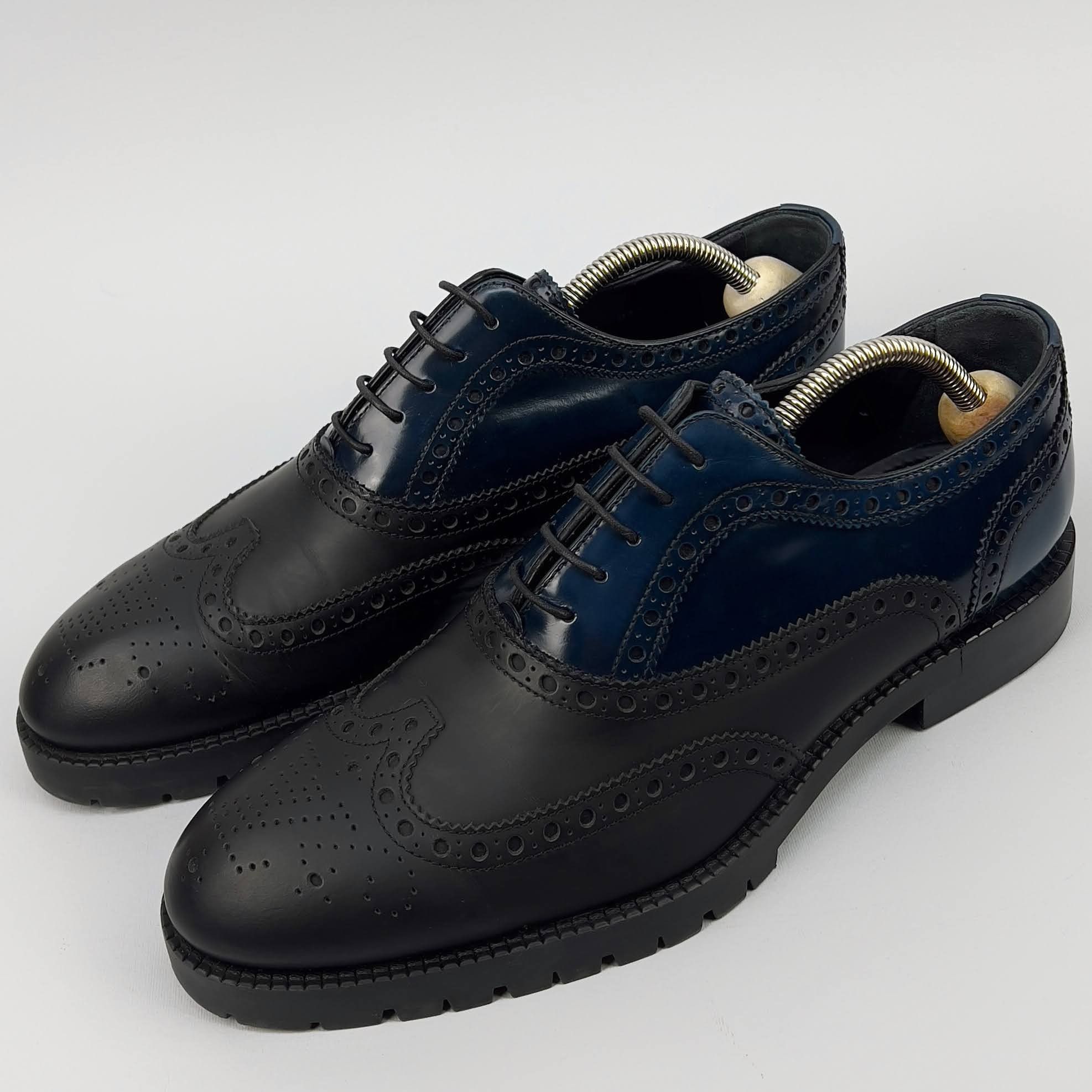 Louis Vuitton Men's Navy Leather Voltaire Derby Shoes size 8