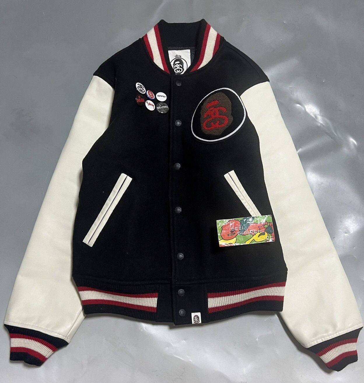 Bape Stussy Varsity Jacket | Grailed