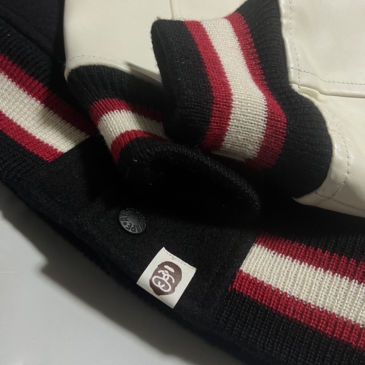 Bape BAPE stussy versity jacket black/beige Size US M / EU 48-50 / 2 - 2 Thumbnail
