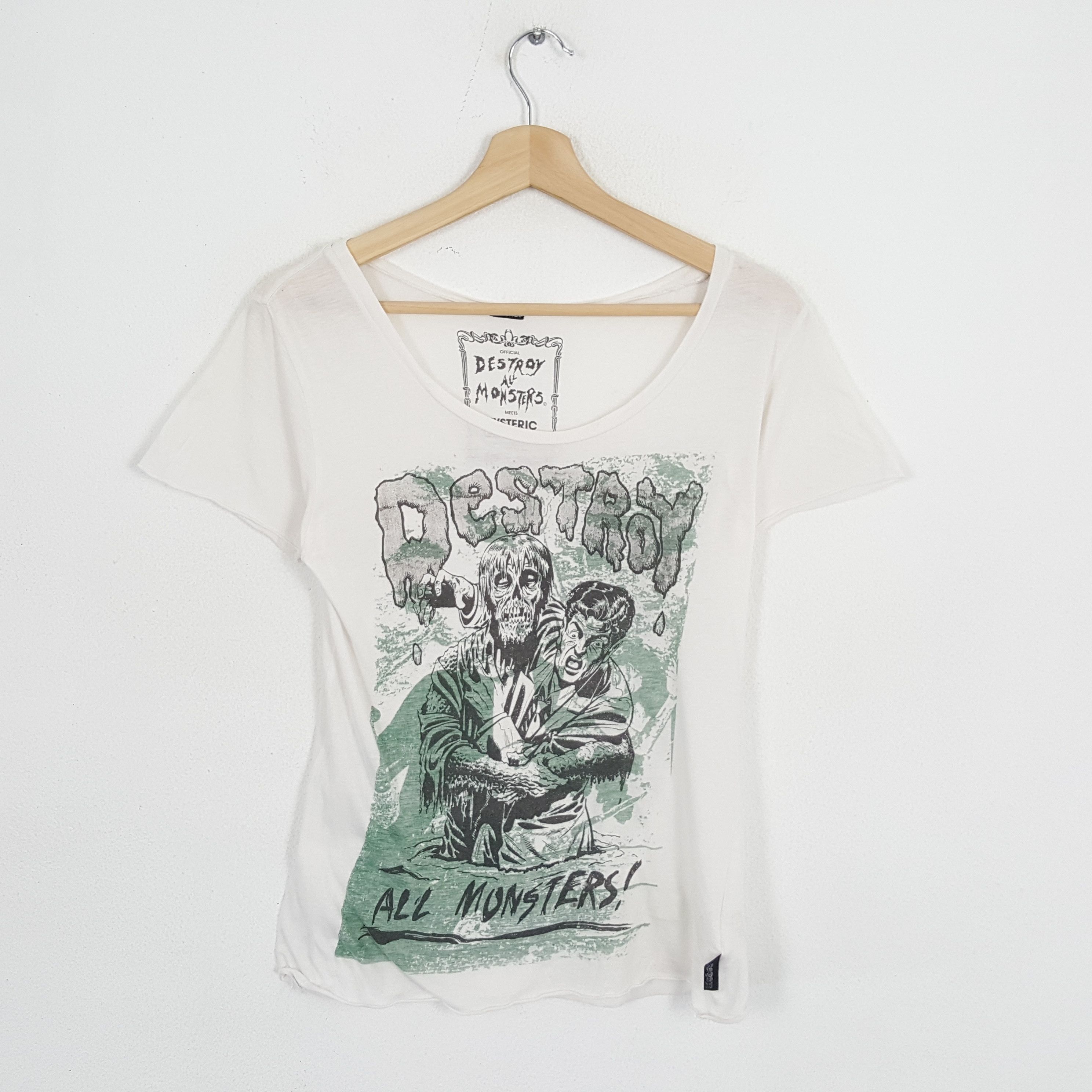 image of Vintage Hysteric Glamour X Destroy All Monsters T-Shirt in White, Women's (Size XS)