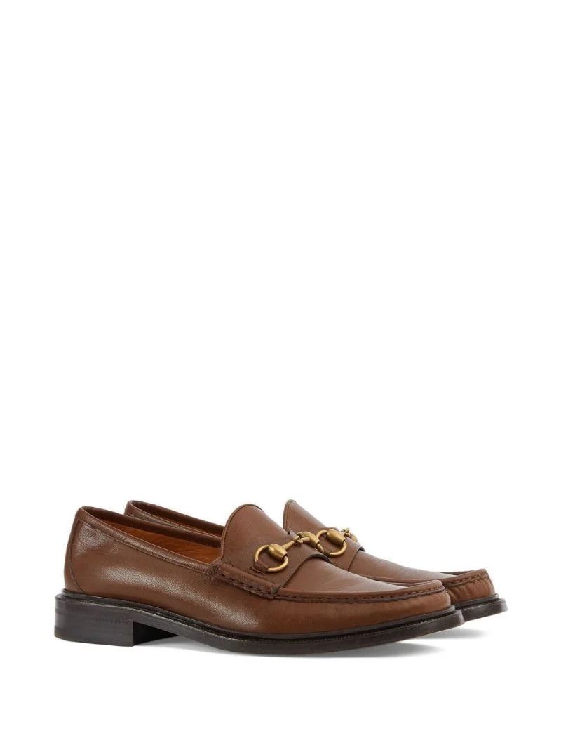 Brown Horsebit Leather Loafers